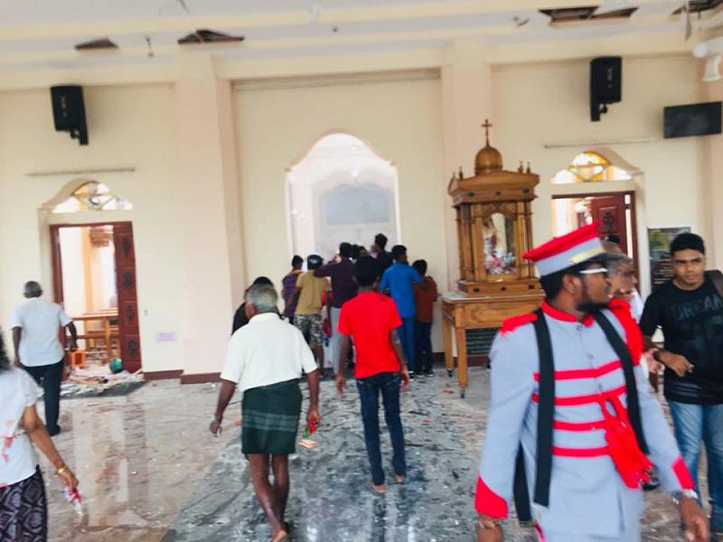 Kostel svatého Šebestiána na Srí Lance po výbuchu