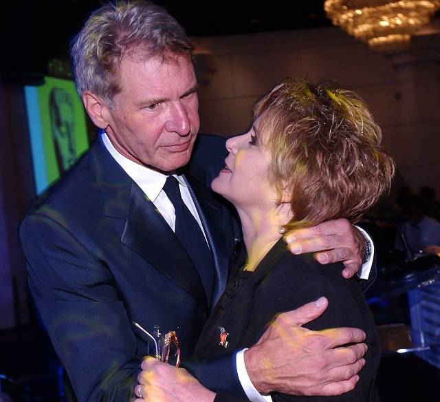 Americká herečka Carrie Fisherová a Harrison Ford.