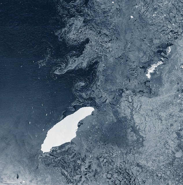 Ledovec A68A na snímku z roku 2017.