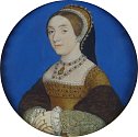 Kateřina Howardová měla v době sňatku s devětačtyřicetiletým Jindřichem VIII. pouze sedmnáct let. Po dvouletém manželství ji král nechal popravit. Autorem malby je Hans Holbein mladší.