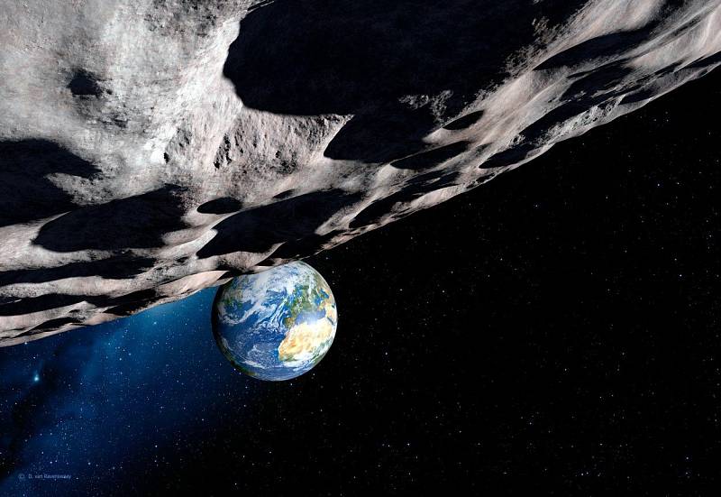 Vizualizace asteroidu v okamžiku největšího přiblížení k Zemi