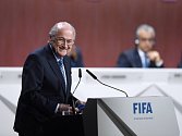Předseda Mezinárodní fotbalové federace Sepp Blatter na kongresu FIFA. 