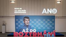 Volební štáb ANO, 9. října 2021 v Praha.