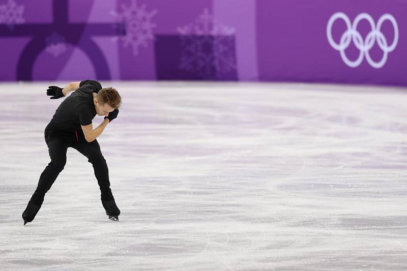 Michal Březina na tréninku v Gangneung Ice Arena