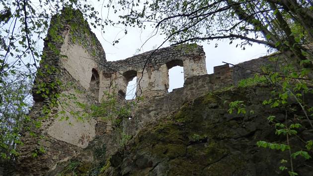 Střep paláce hradu Roupova má dosud zachovaná velká okna.