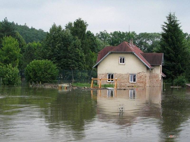 Velká voda v Protivíně v roce 2009.