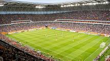 Mordovia Arena (Saransk, kapacita 45 015). Stavba stadionu začala v roce 2012 na počest výročí tisíci let od doby, kdy se etnikum Mordvinců sjednotilo s ruským národem. Po šampionátu bude část stadionu zbourána, čímž bude kapacita snížena na 25 000.