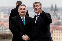 Premiér Andrej Babiš přivítal 30. listopadu v Praze maďarského premiéra Viktora Orbána.