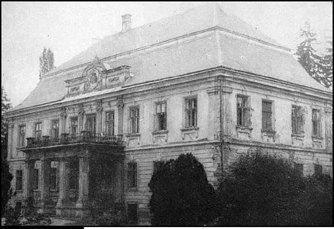 Zámek hraběte Františka Mořice Dubského v Hošticích, kde partyzáni zajali německého generála Dietricha von Müllera