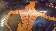 Antická amfora s vyobrazením skytského válečníka, pocházející z Athén z doby 480 až 470 let před naším letopočtem