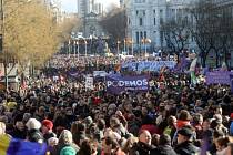 Stovky tisíc lidí demonstrovaly v Madridu na podporu Podemosu.