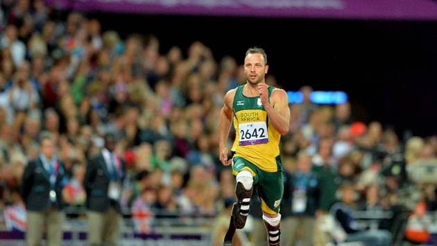 Oscar Pistorius na paralympijských hrách v Londýně.