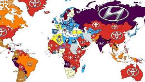 Tato mapa ukazuje nejvyhledávanější značky aut v různých zemích.