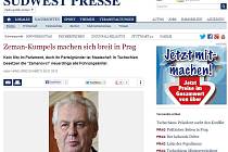 Článek o českém prezidentovi v internetové verzi rakouského deníku.
