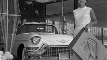Sue Vanderbilt a exponát Cadillac Allegro 1957 pro výstavu Feminine Auto Show