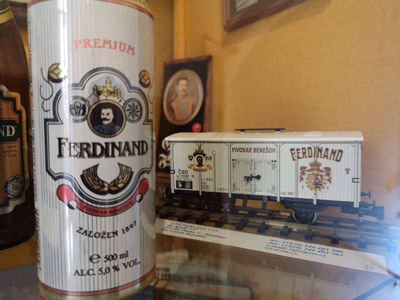 Část expozice je věnována benešovskému pivovaru, který Ferdinand na sklonku 19. století založil.
