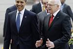 Barack Obama a Václav Klaus na Pražském hradě 5. dubna 2009