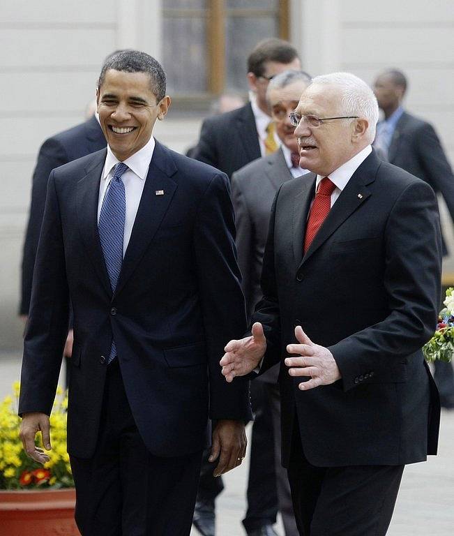 Barack Obama a Václav Klaus na Pražském hradě 5. dubna 2009