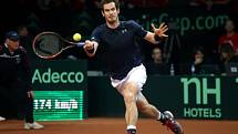 Andy Murray ve finále Davis Cupu proti Belgii.