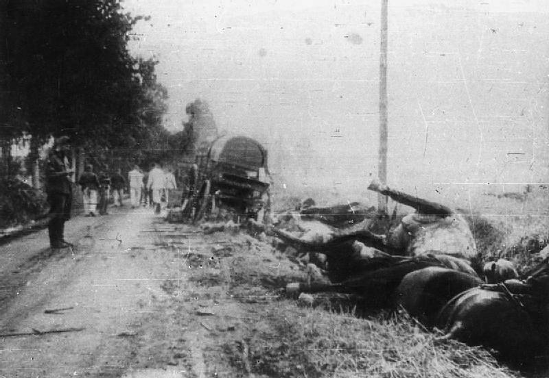 Smrt a zkáza v okolí silnice v Kocku, kde se jako poslední polská jednotka bránila skupina "Polesie" generála Franciszka Kleeberga