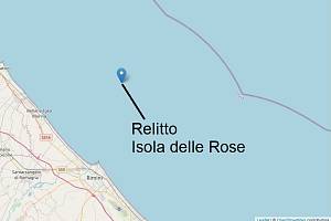 Umístění ostrova u italského města Rimini.