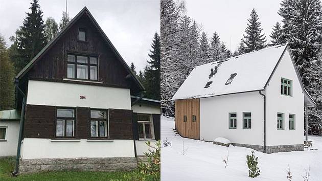 Chata před a po rekonstrukci