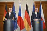 Nově zvolený český prezident Petr Pavel a německý prezident Frank-Walter Steinmeier vystoupili na tiskové konferenci, 21. března 2023, Berlín