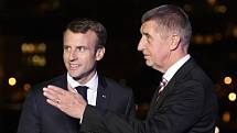 Francouzský prezident Emmanuel Macron na návštěvě Prahy. Jednal také s premiérem Andrejem Babišem.