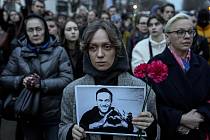 Demonstrace k uctění památky Alexeje Navalného v Berlíně