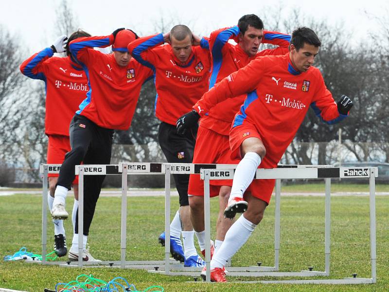 Čeští fotbaloví reprezentanti na tréninku před jarními zápasy se Slovinskem a Slovenskem. 