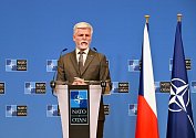 Tisková konference po jednání českého prezidenta Petra Pavla (na snímku) a generálního tajemníka NATO Jense Stoltenberga, 19. dubna 2023, Brusel