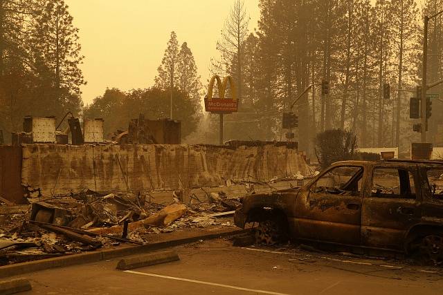 Lesní požáry v Kalifornii.