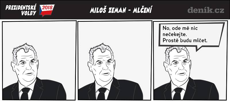 Prezidentské volby - komiks - Zeman - Mlčení