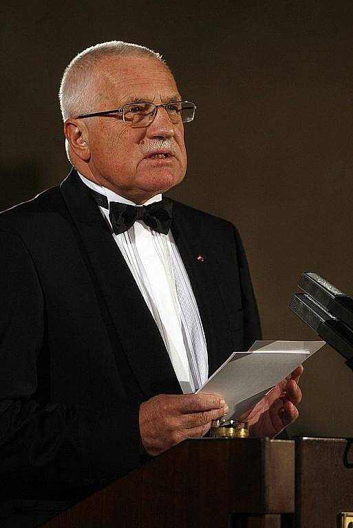 Na snímku při slavnostním projevu prezident republiky Václav Klaus.