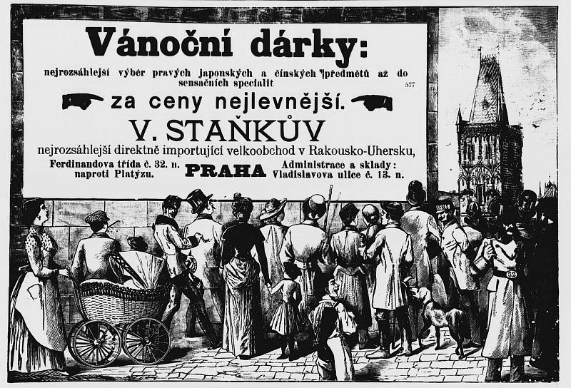 Humoristické listy otiskly reklamu na orientální zboží v roce 1890. Pět dní před Božím hodem