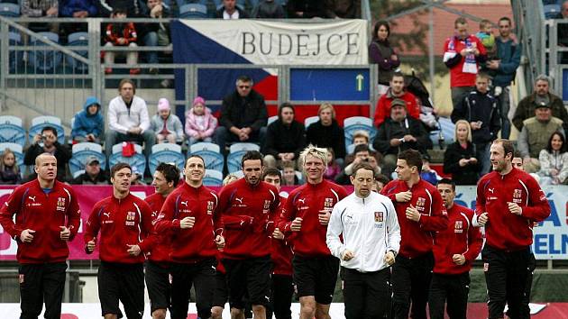 Trénink fotbalové reprezentace v Českých Budějovicích.