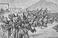 Útok španělské kavalerie na neozbrojené Inky, shromážděné při slavnostní hostině ve městě Cajamarca