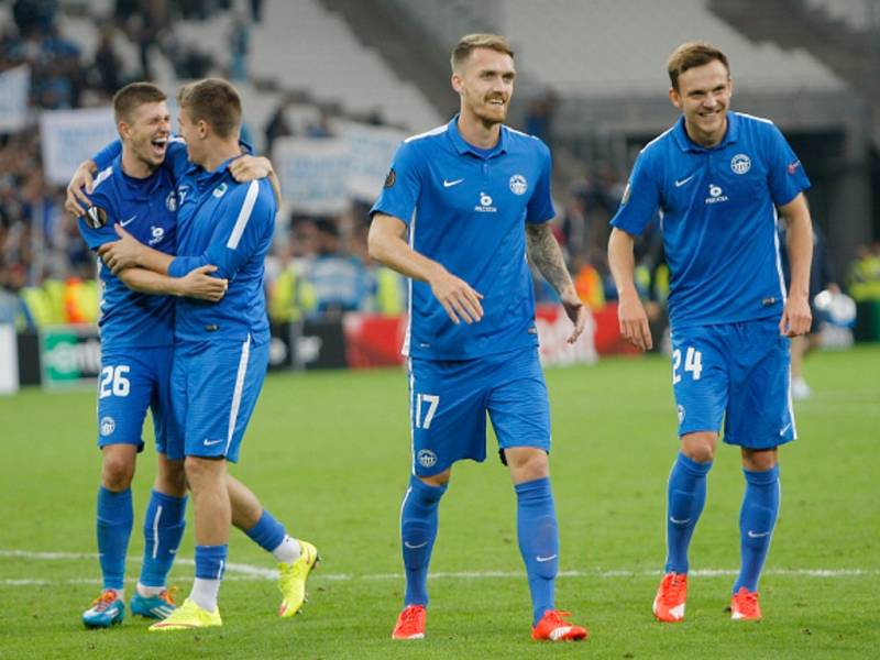 Fotbalisté Liberce se radují z vítězství nad Marseille.