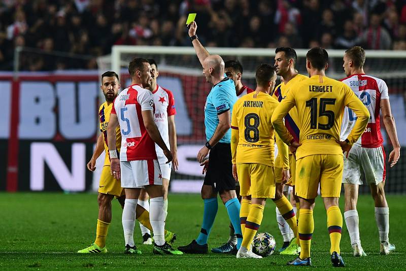 Utkání 3. kola skupinové fáze Ligy mistrů mezi SK Slavia Praha a FC Barcelona