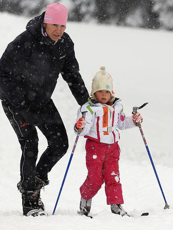 Kateřina Neumannová s dcerou Luckou v Ramsau