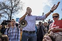 Alexej Navalnyj během moskevské demonstrace