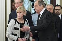 Švédská ministryně zahraničí Margot Wallströmová se svým ruským protějškem Sergejem Lavrovem.