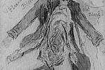 Policejní kresba těla Catherine Eddowesové. Autorem kresby je policejní lékař F. G. Brown, který také prováděl pitvu.