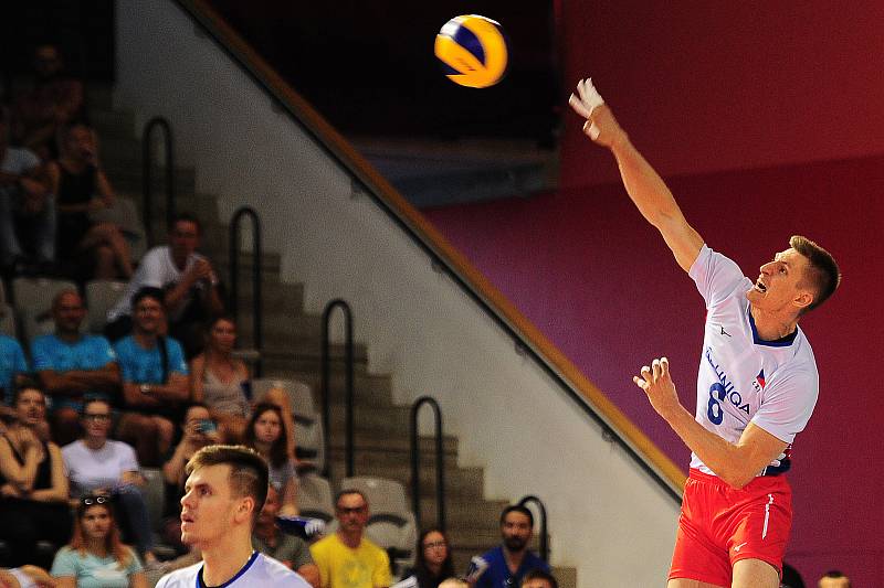 Volejbalové utkání Evropské ligy mužů Česká republika vs. Španělsko 26. května v Praze. Michal Finger.