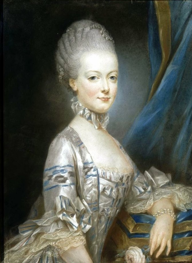 Marie Antoinetta jako třináctiletá. Údajně právě tento portrét od Josepha Ducreuxe byl poslán před svatbou Ludvíkovi XVI.