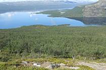 Pohled z hory Saana na norsko-švédsko-finském pomezí