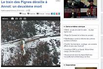 Ve francouzských Alpách dnes vykolejil vlak s turisty. Na místě jsou dva mrtví a několik zraněných. 