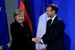 Francouzský prezident Emmanuel Macron a německá kancléřka Angela Merkelová