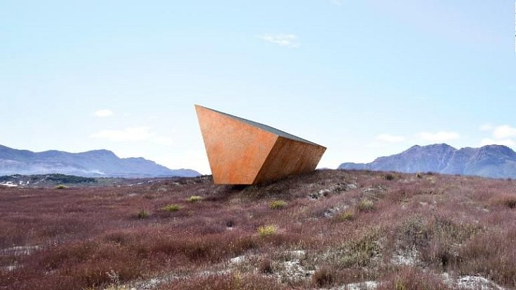 Projekt nazvaný Earth's Black Box představuje instalaci obří ocelové konstrukce v tasmánské pustině