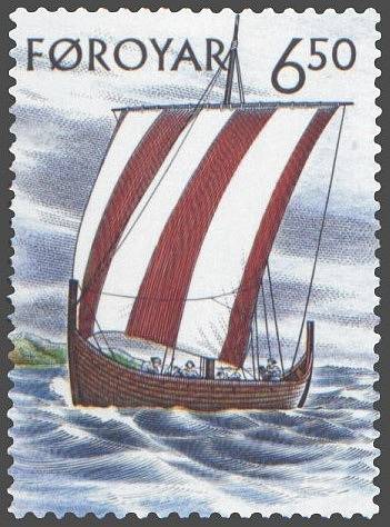 Poštovní známka s motivem tradiční vikingské lodi Drakkar